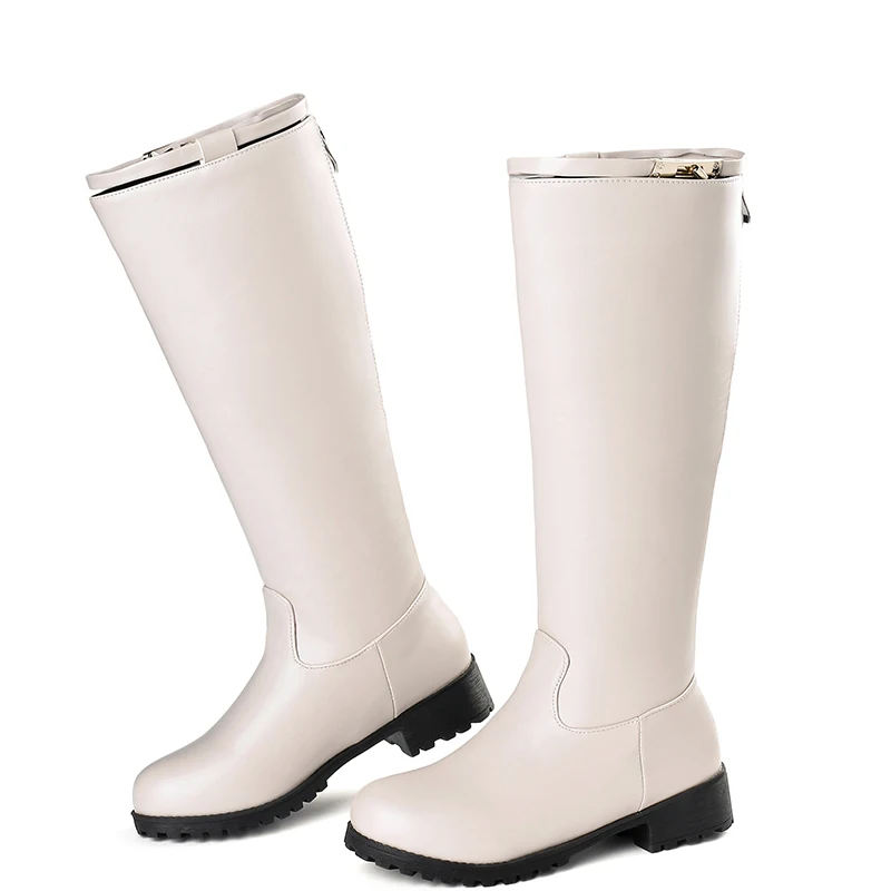 Женские мотоциклетные сапоги JK высокие до колена женская обувь на толстом