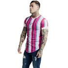 Футболка мужская с коротким рукавом, модная облегающая быстросохнущая рубашка для бега, тренажерного зала, фитнеса, в полоску, на лето