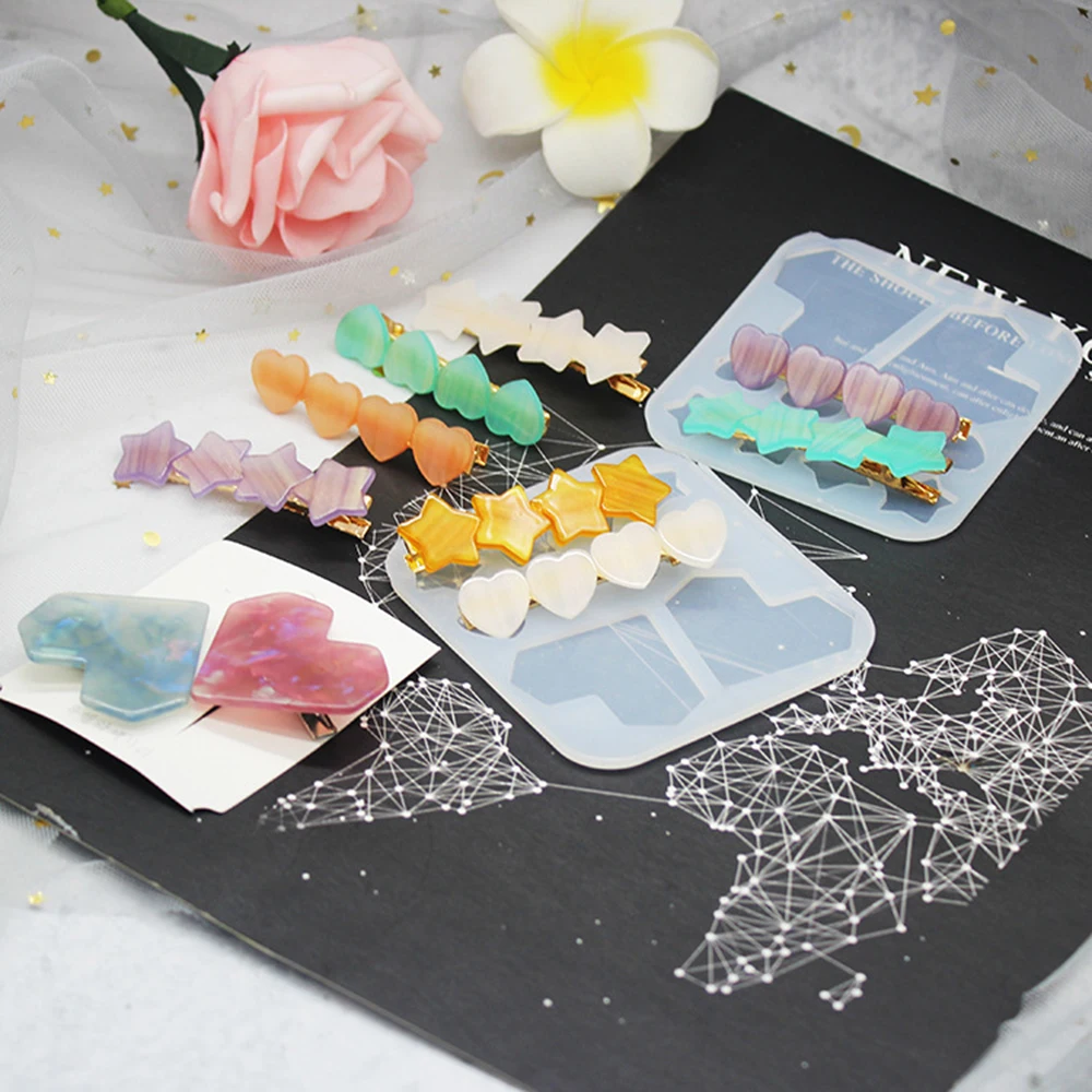 Ручной работы акриловая смола заколки для волос Смола форма геометрической