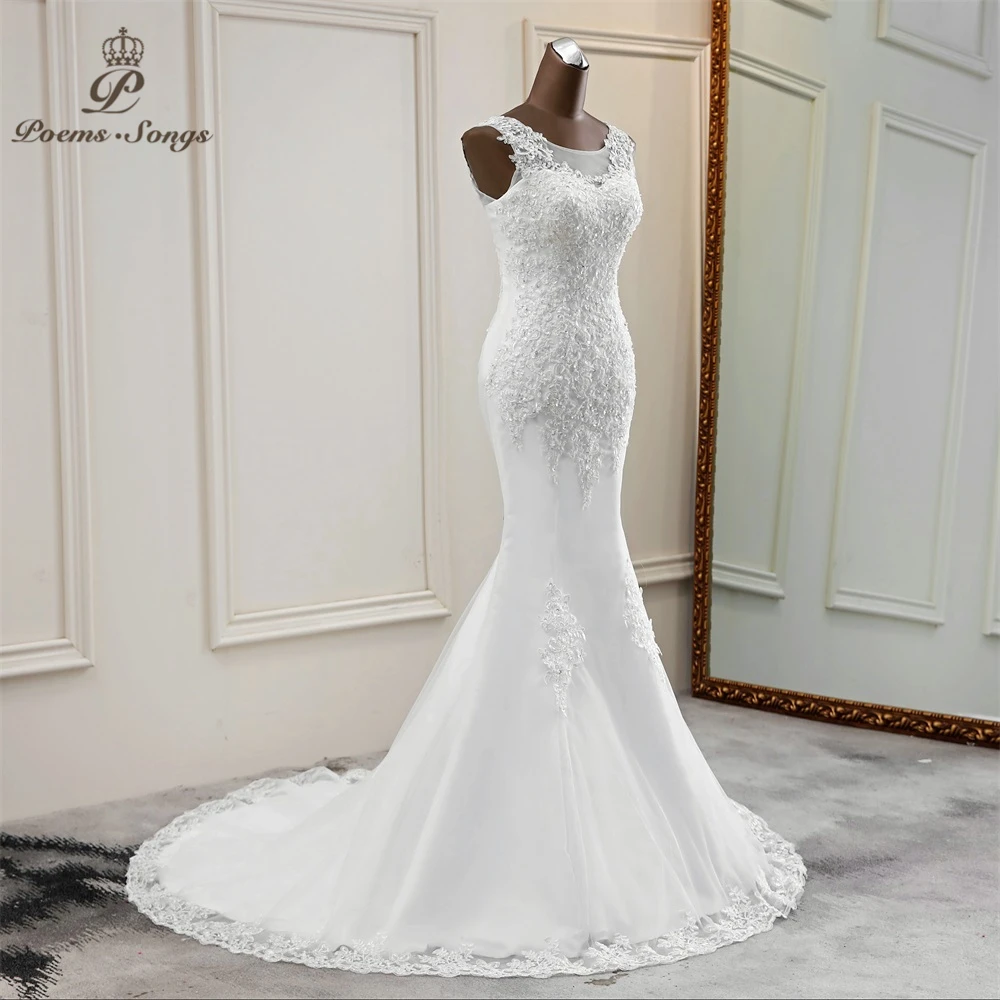 Applique mermaid wedding dresses lace vestidos de novia 2020 marriage sleeveless bride dress gowns sereia | Свадьбы и торжества