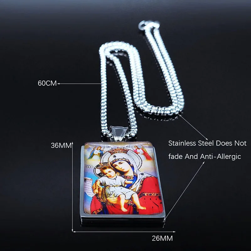 

2021 Christian Jesus Goddess Stainless Steel Geometry Chain Necklace for Men/Women Silver Color Jewelry collier homme N5219S03