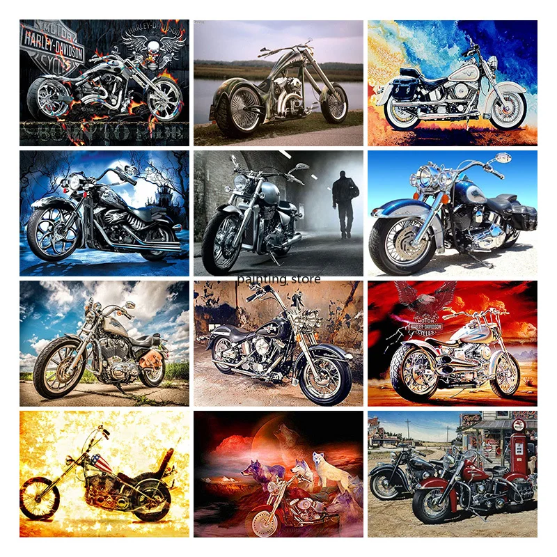 Алмазная живопись 5D сделай сам квадратная/круглая вышивка мотоцикл Череп