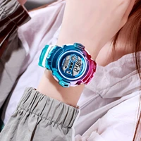 synoke womens watches sports gradient dial waterproof led ladies digital wristwatches fashion electronic clock reloj mujer