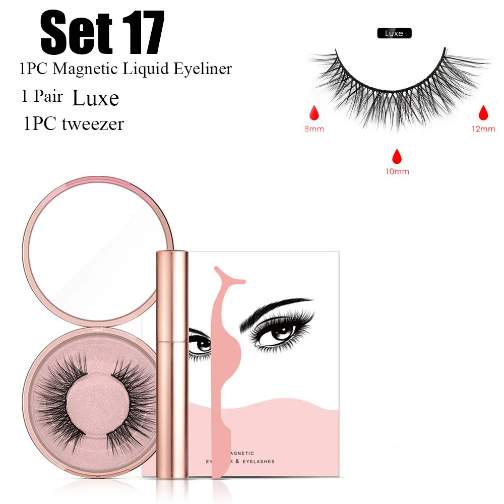 Set 17 1 Набор, магнитная жидкая подводка для глаз или пять накладных ресниц ручной работы, Водостойкая Подводка для глаз, для женщин, для макияжа глаз, стильные инструменты - Цвет: Set 17