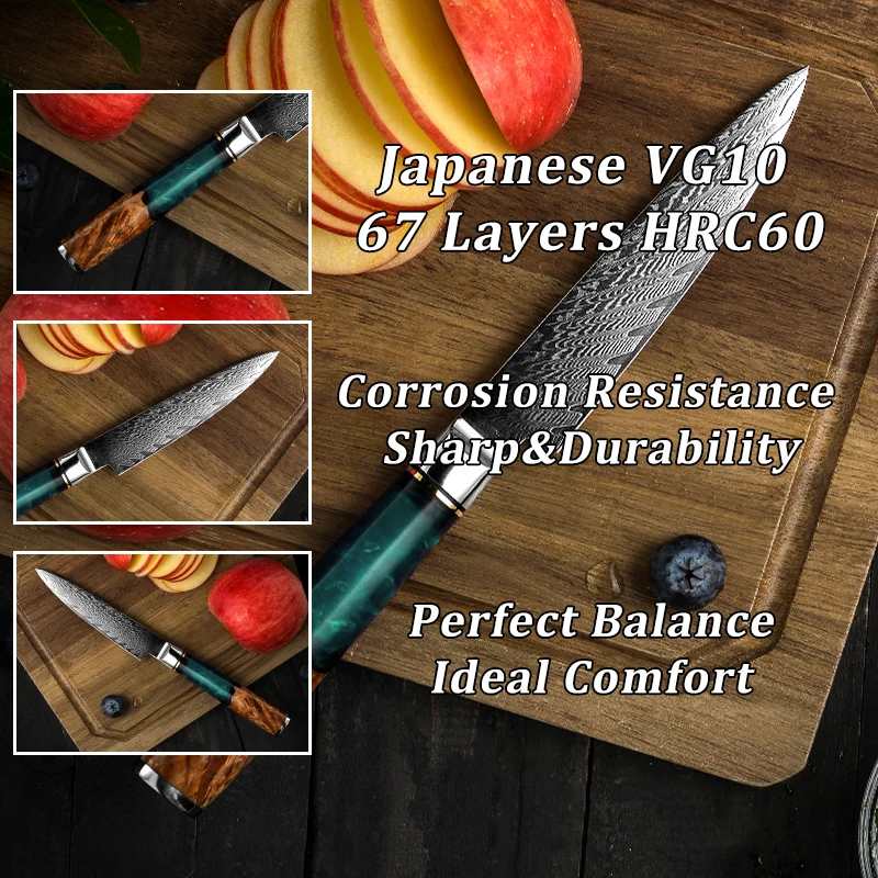 GRANDSHARP Professional Damascus Steel Utility Knife VG10 Japanese Vegetable Fruit Petty Knives Chef Kitchen Cooking Slicer | Дом и сад
