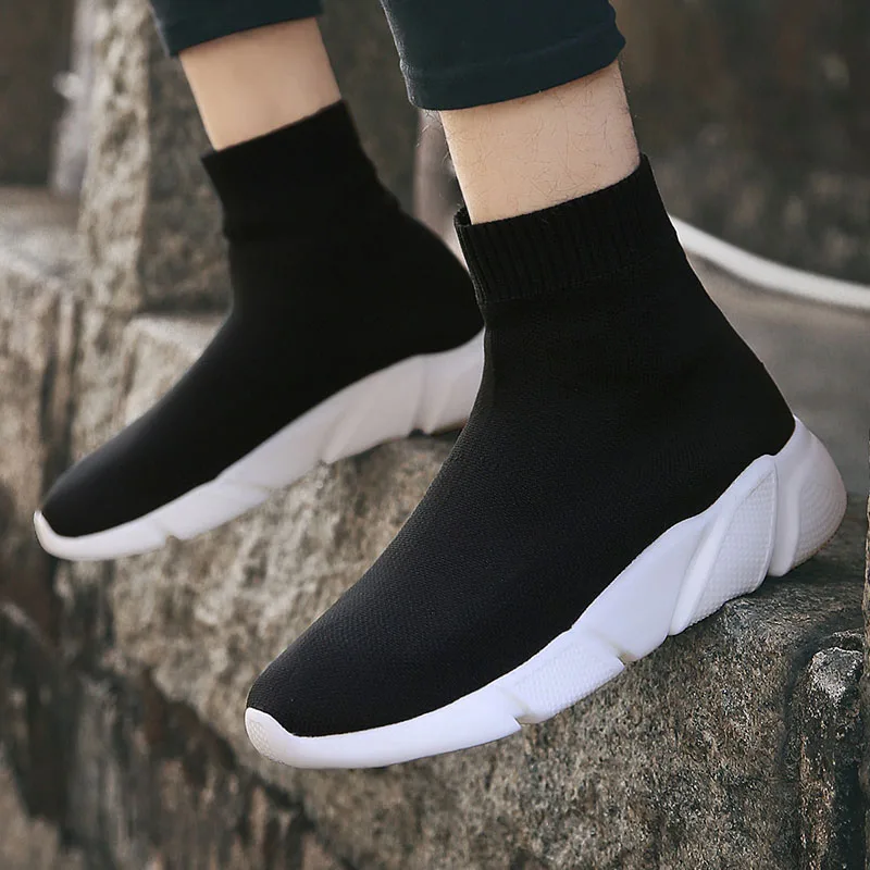 Socks Sneakers Women Men Knit Upper Breathable Sport Shoes Sock Boots Woman Chunky Shoes High Top Running Shoes For Men Women