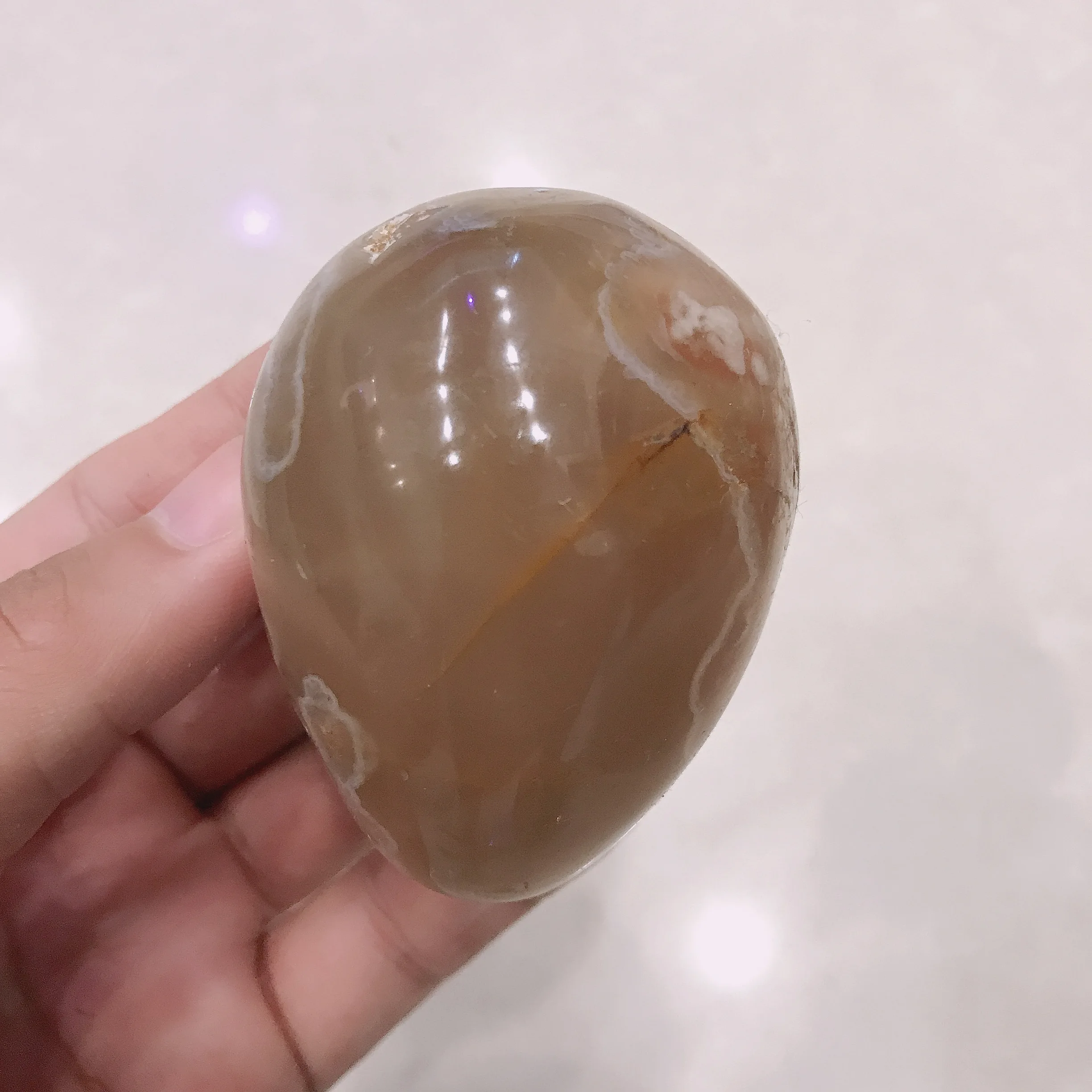 

Natural cherry blossom agate egg shape hand polished crystal natural healing quartz crystal ornaments