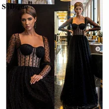 SoDigne vestido de noche largo de tul punteado, negro, para baile de graduación, árabe, Dubái, Formal, 2021 (2)