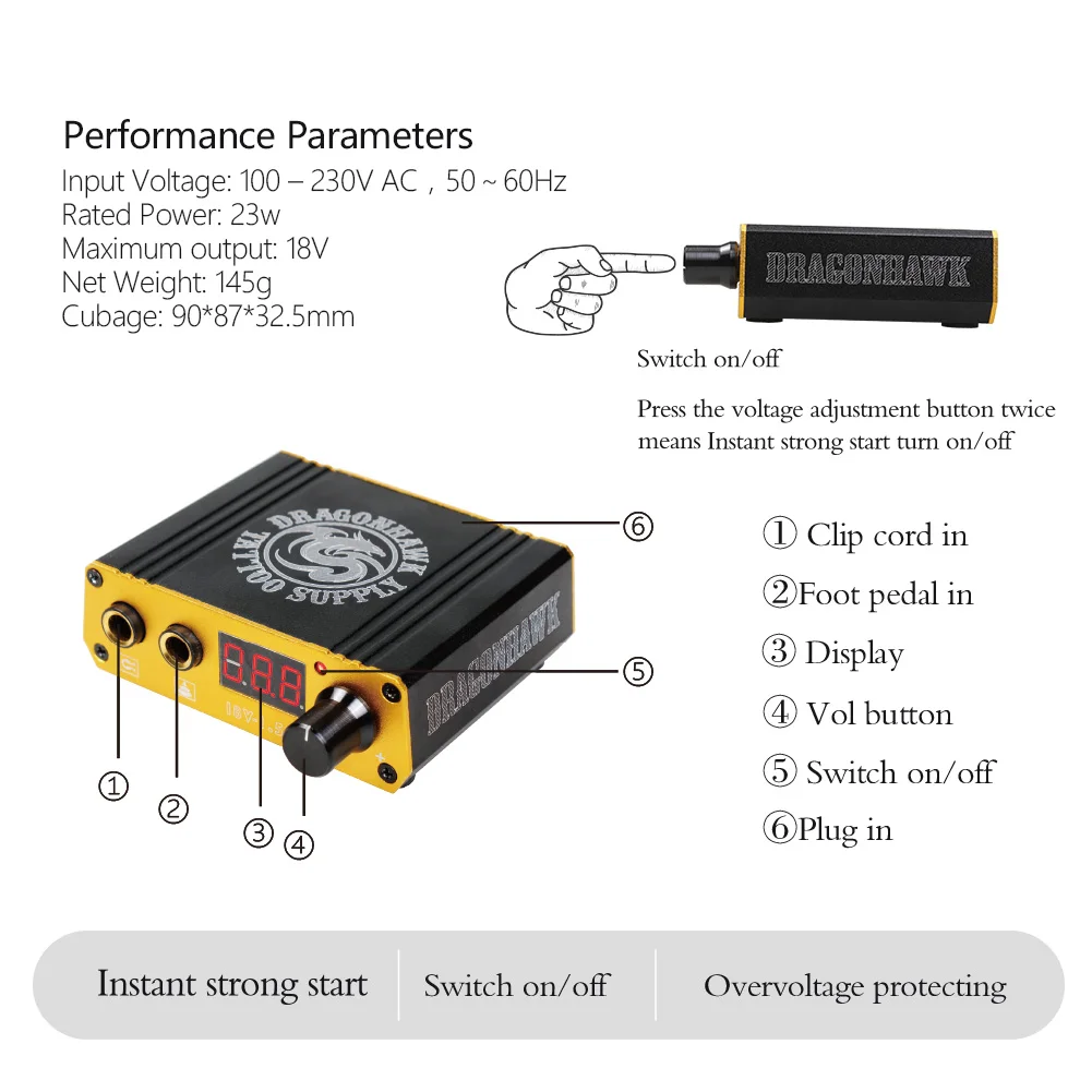 Набор для мачты татуировщика Dragonhawk мотор ротационная ручка макияжа мощные иглы