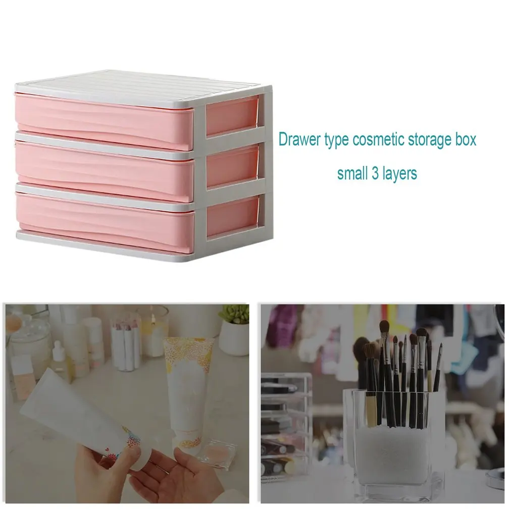 

Drawer Type Cosmetics Storage Box Nordic Style Plastic Jewelry Lipstick Finishing Box Multi-Layer Desk Cabinet