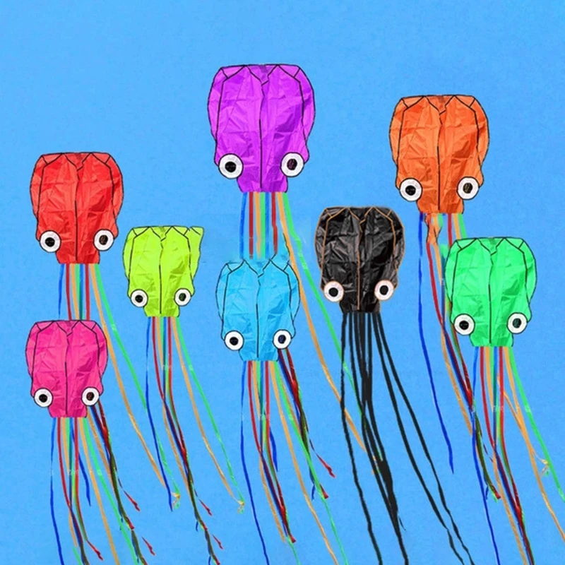 

3D большой мягкий воздушный змей в форме осьминога с катушкой без рамы, развлечения, спорт, товары для активного отдыха