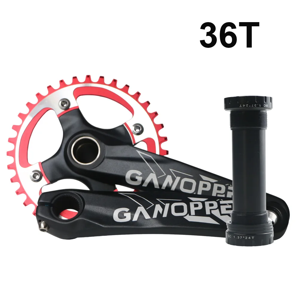 175 мм Fatbike Fat bike crank набор 100 мм BB 104BCD коленчатая цепь 30T 32T 36T 38T 40T 42T 104 мм BCD односкоростная цепь - Цвет: 36T red chainring