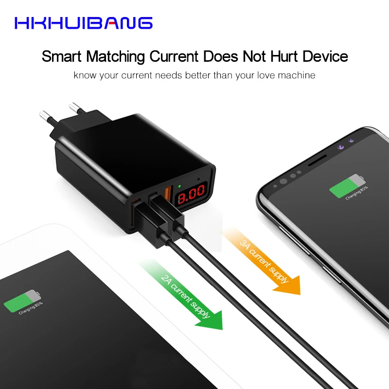 Зарядное устройство HKHUIBANG USB 30 Вт быстрая зарядка для iPhone 11 8 7 светодиодный