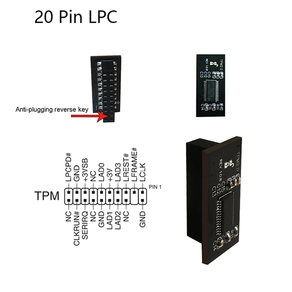 

SPI 14 Pin LPC 14/18/20 Pin Материнские платы TPM2.0 модуль безопасности Запасная часть для платформы Asrock TPM2 -SLI -S -SPI