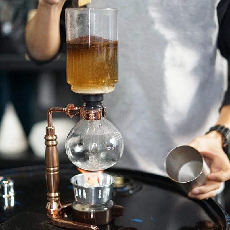 

Japanese Style Siphon Coffee Maker Tea Siphon Pot Vacuum Coffeemaker Glass Type Coffee Machine Filter 3Cups Rose Gold