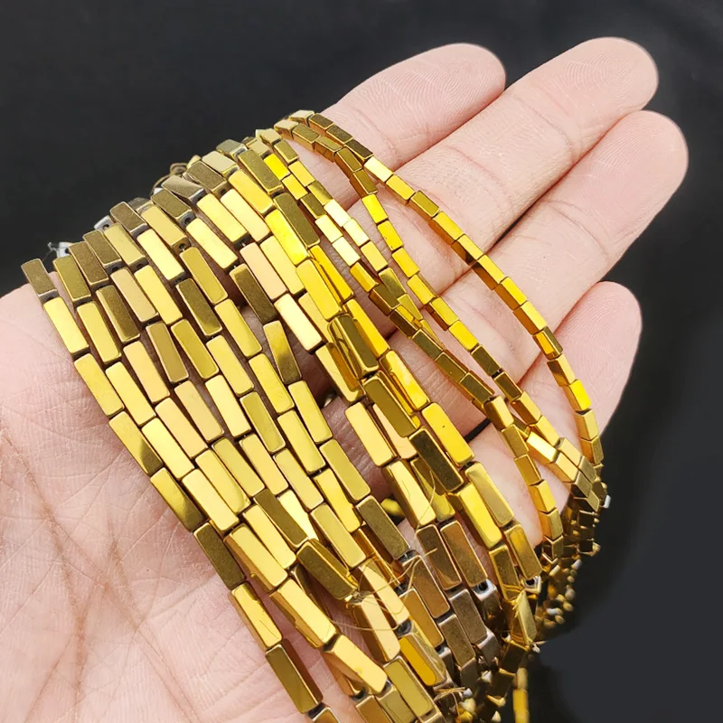 

Gold Square Hematite Natural Stone 4/6/9MM Rectangle Cuboid Spacer Loose Beads For Jewelry Making Diy Bracelet Necklace Findings