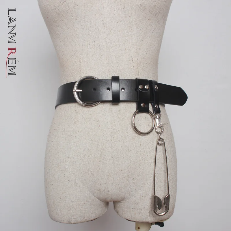 Женский декоративный ремень LANMREM универсальный черный пояс с подвеской в стиле