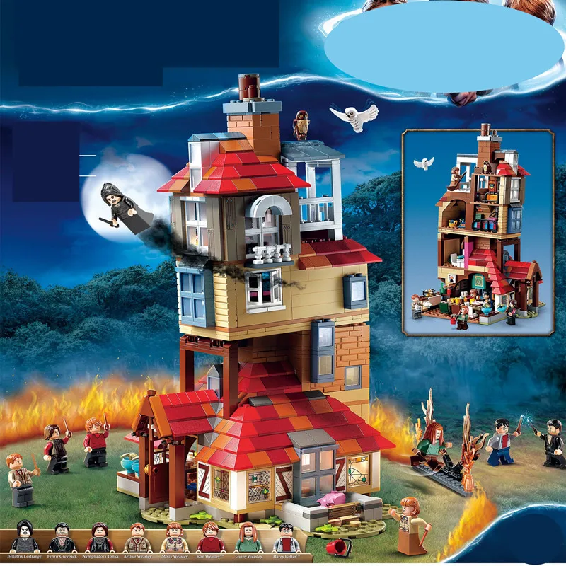 

NEW 2020 Magic Movie Potter Attack on The Burrow Building Blocks Kits Bricks Set Classic Model Kids Toys For Children Gift