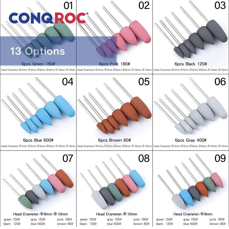 Набор сверл для ногтей комплект из 6 силиконовых насадок электрической мини