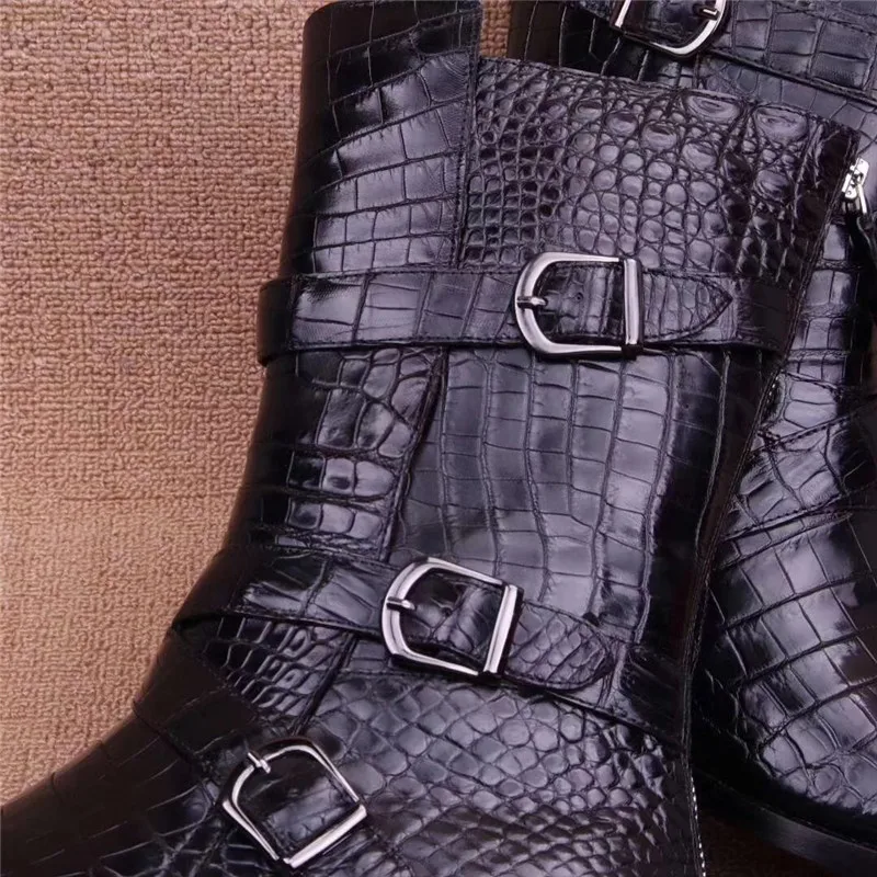 Подлинные мужские мотоциклетные ботинки ручной работы из натуральной