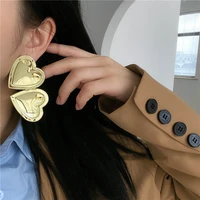 new metal love exaggerated earrings for women girls fashion temperament asymmetric earring gold color party wedding jewelry gift