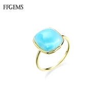 ffgems natural larimar rings sterling 925 silver gemstone wedding engagement for women girl fine jewelry with box
