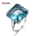 Женское кольцо из серебра 925 пробы, с квадратным аквамарином, 17 х17 мм