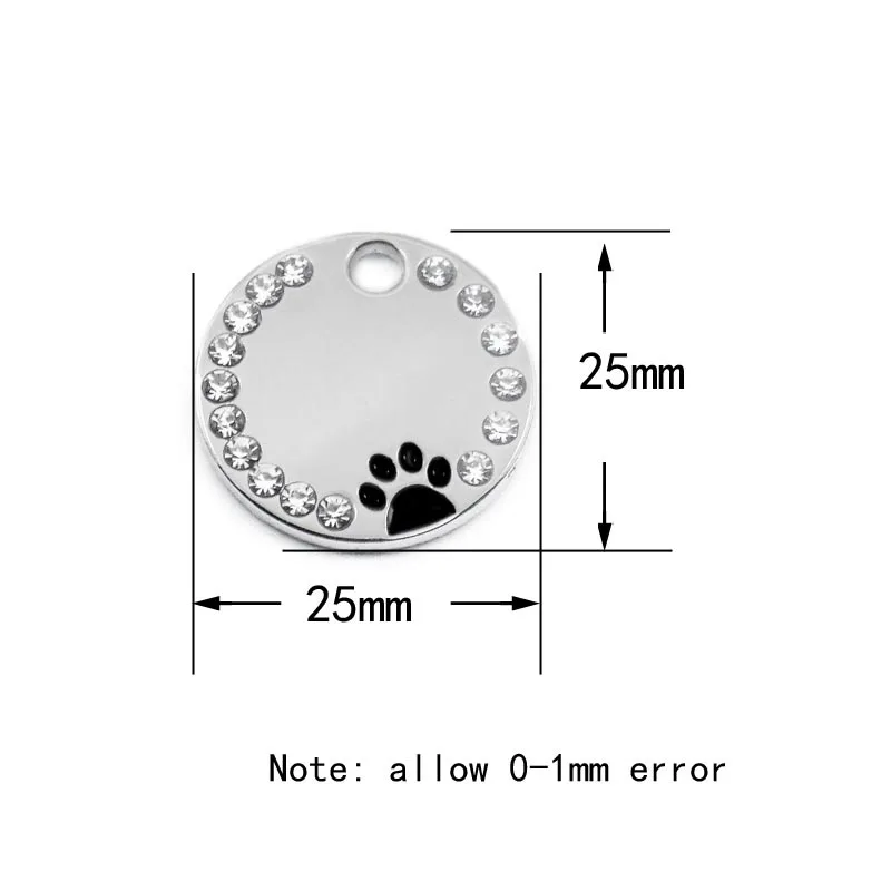100 шт Rhinestone Circle P Aw Выгравированная бирка для удостоверения личности собаки из