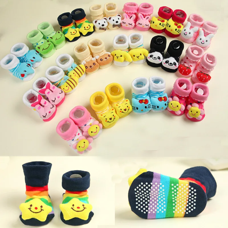 

Newborn Baby Cotton Socks 0-12 Months Animal Cartoon Infant Gift Lovely Cute Soft Anti-slip Plush Baby Foot Socks Boys Girls