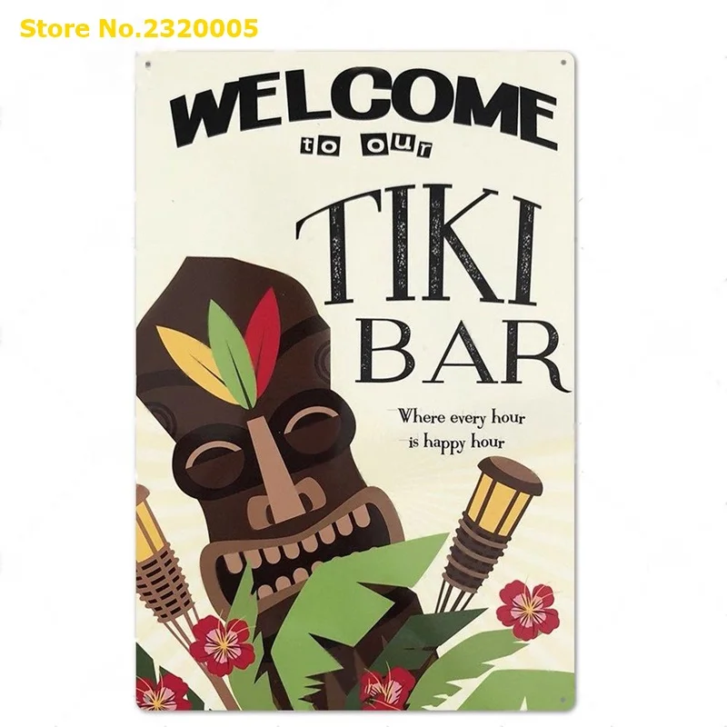 TIKI Bar картонная металлическая вывеска без ворса уродливая улыбка оловянный бар