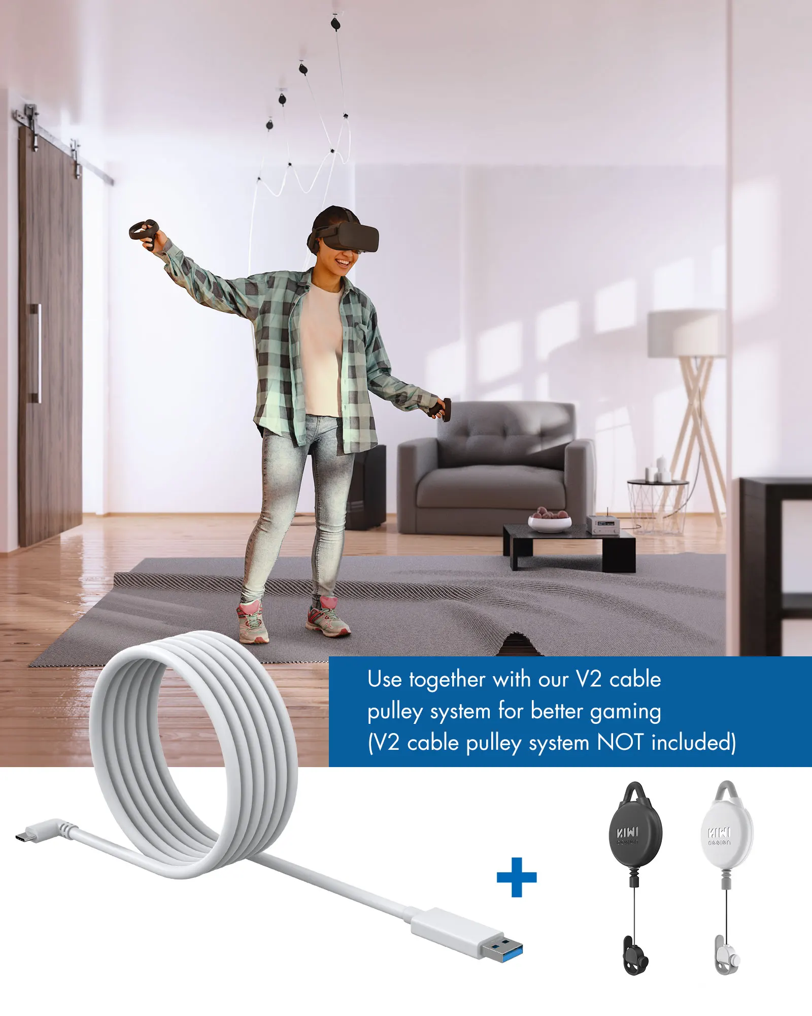 KIWI design Oculus Quest/ Quest 2 обновленный 16 футов/10 футов 5 м/3 м USB3.0 на кабель Type C Link
