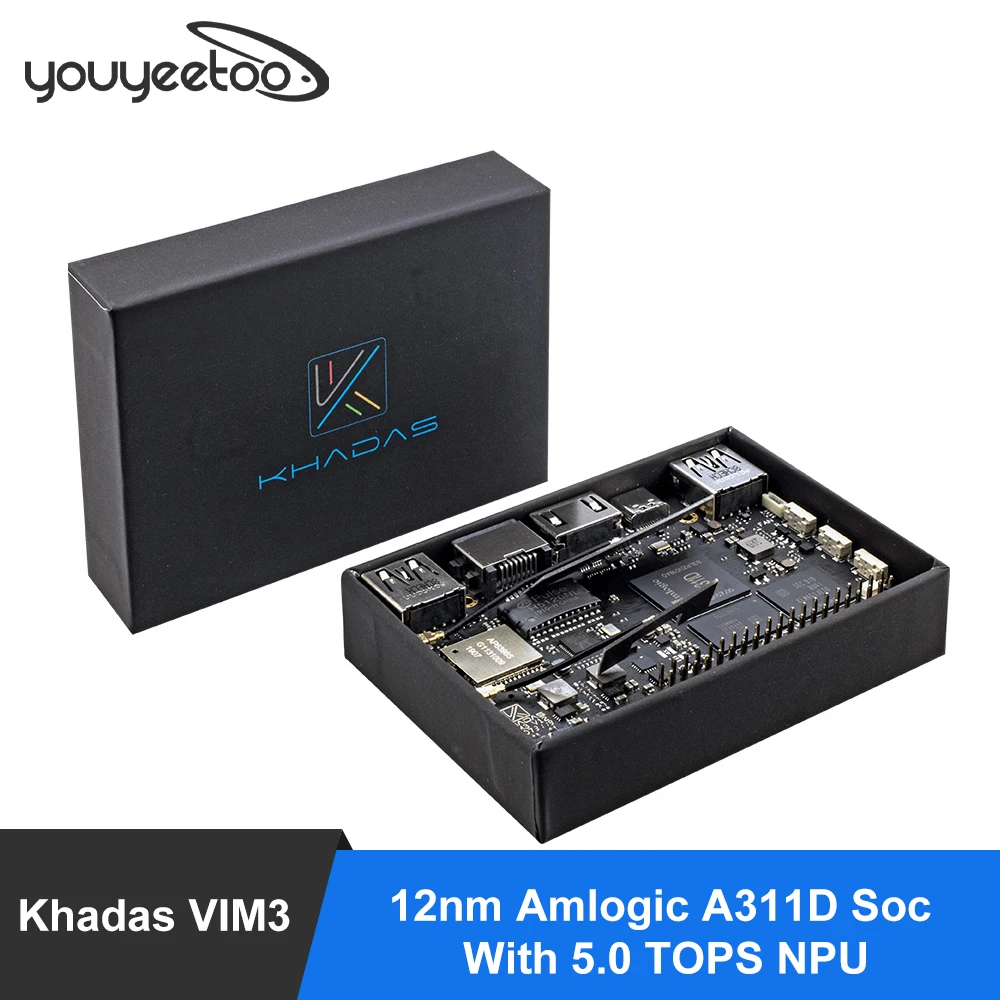 Одноплатный компьютер Khadas VIM3 Amlogic A311D с 5 0 топами NPU AI tensorflow x4 Cortex-A73 x2 A53 Cores SBC android