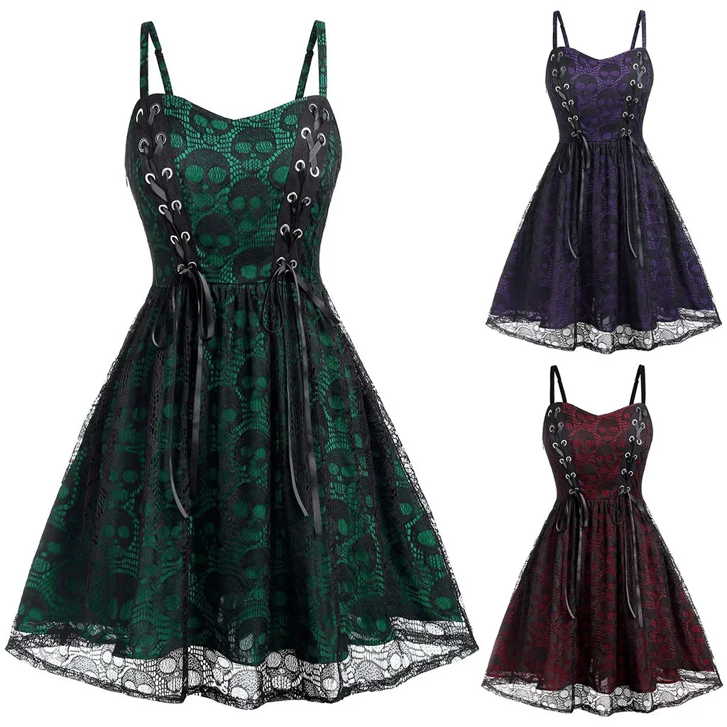 

Halloween style is very novel dress ladies lace plus size dress net yarn Halloween sleeveless suspender dress 40*