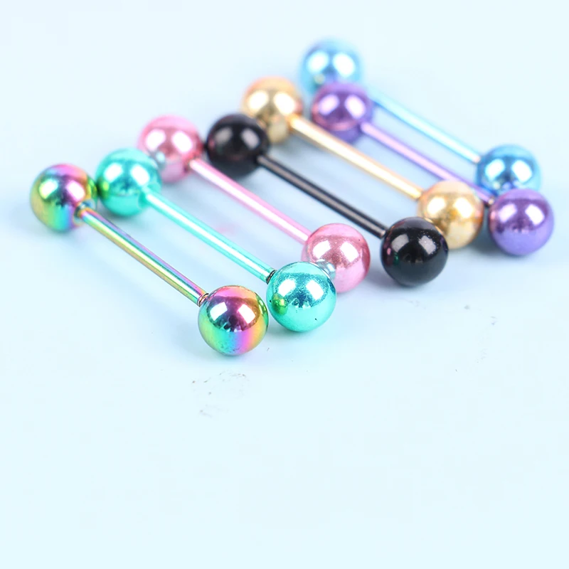 7 цветов/комплект стержни из нержавеющей стали с двумя шариками для пирсинга |