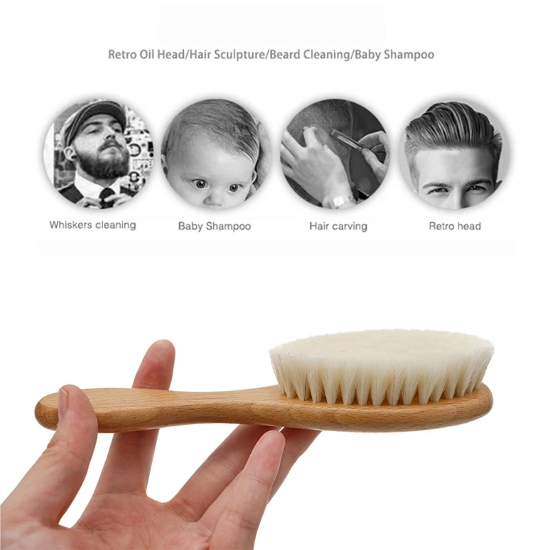 

2Pcs Baby Care Pure Natural Wool Hair Brush Newborn Wooden Brush Hairbrush Infant Comb Head Massager