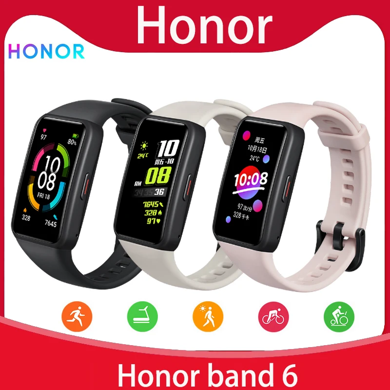 Honor-reloj inteligente Band 6 Original, pulsera con pantalla táctil AMOLED,...
