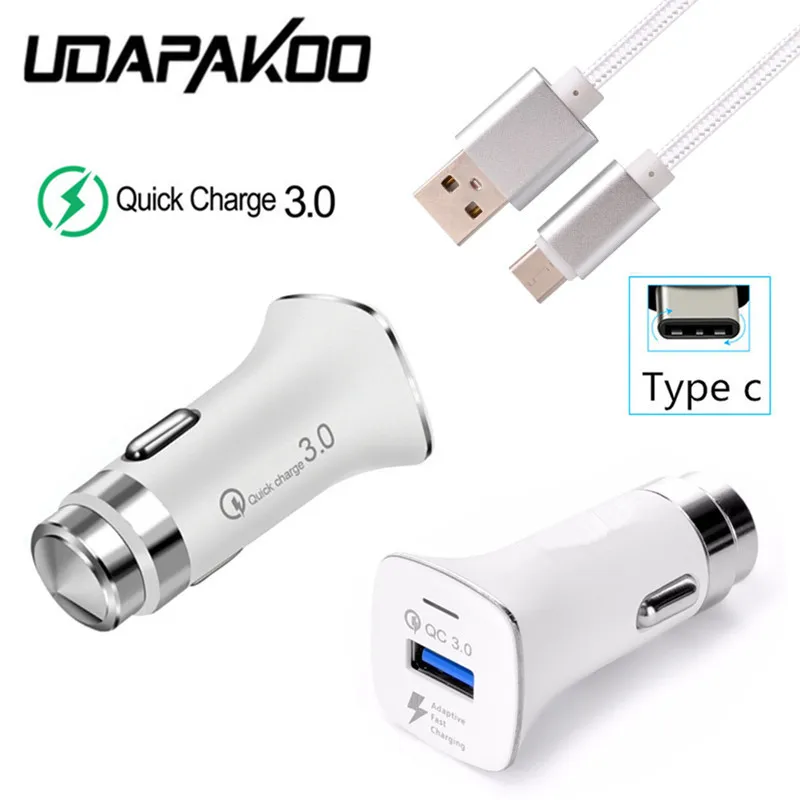 QC 3,0 быстрое зарядное устройство для автомобиля type C usb кабель для samsung Galaxy S9 S8 A50 A9 A5 honor view 10 20 One Plus 7 5T LG G6 G5