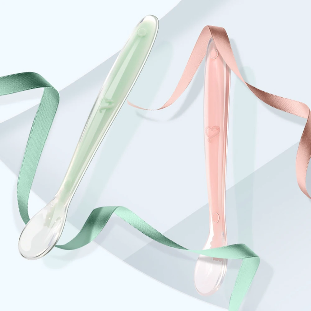 Детская Мягкая силиконовая ложка OLOEY безопасная посуда для младенцев Обучающие