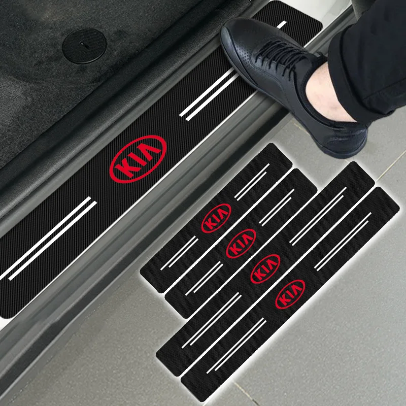 

4pcs Car Carbon Fiber Sticker Auto Door Sill Protector Stickers for KIA K2 K3 KX3 K4 K5 Cerato Ceed Rio Forte Sportage Sorento