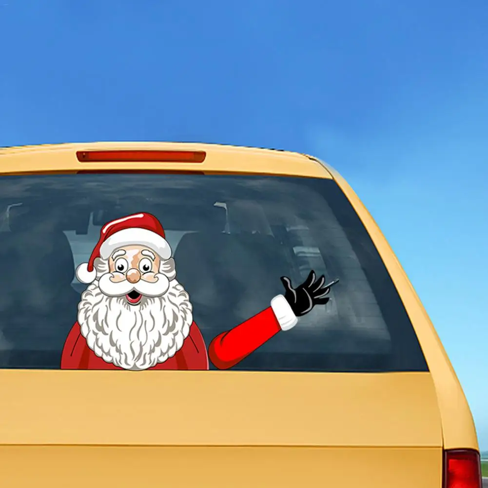 Рождественский развевающийся милый Санта Клаус стикер стеклоочистителя Съемный