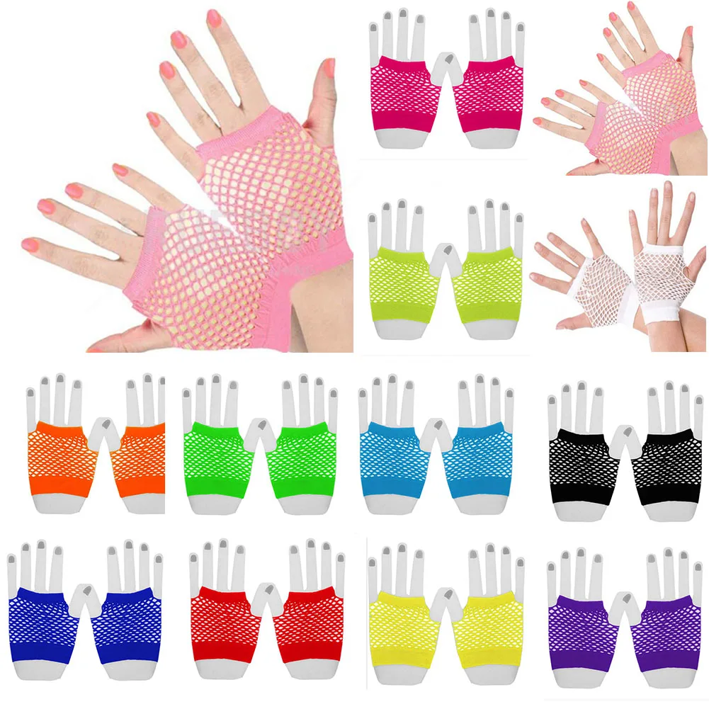

New Sexy Fishnet Gloves Short Models Nightclub Multi-color Sexy Gloves Punk Fun Mesh Gloves Hollow Fingerless Gloves Accessories