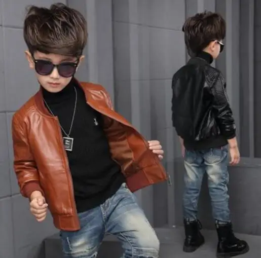 Куртка из искусственной кожи для мальчиков 2-12 лет | Детская одежда и обувь