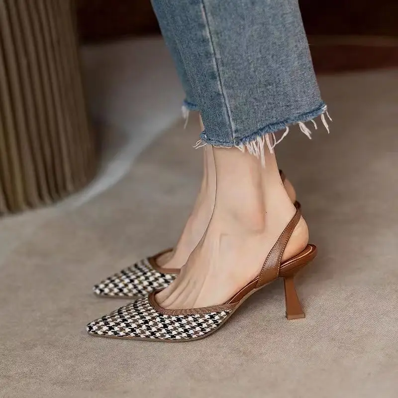 

New Women Sandal Shoes Thin High Heel Pumps Dress Shoes Ladies Classic Shallow Fashion Pointed Toe Slingback Mules