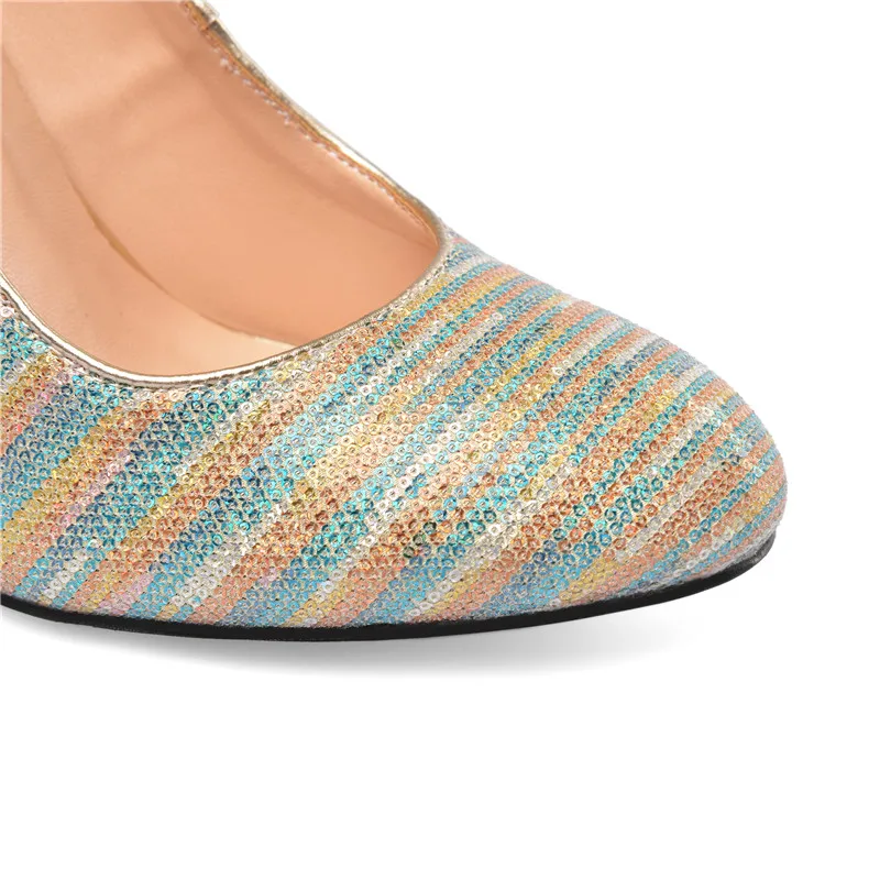 Женские туфли-лодочки в полоску ASUMER с круглым носком на очень высоком каблуке