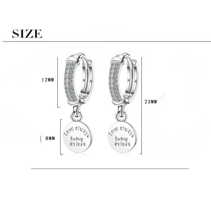 Брендовые круглые серьги с буквенным принтом короткие из циркония простые