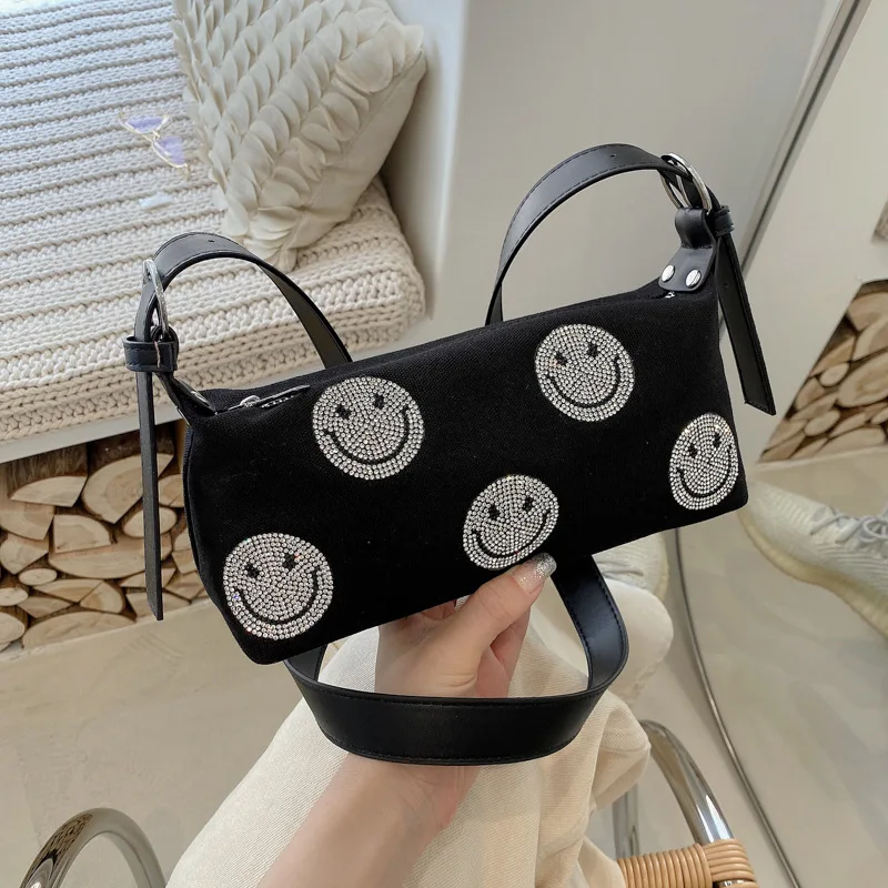 

Women's bags 2021 spring and summer new bags women's fashion sweet shoulder bag diamond smiley crossbody bag underarm bag