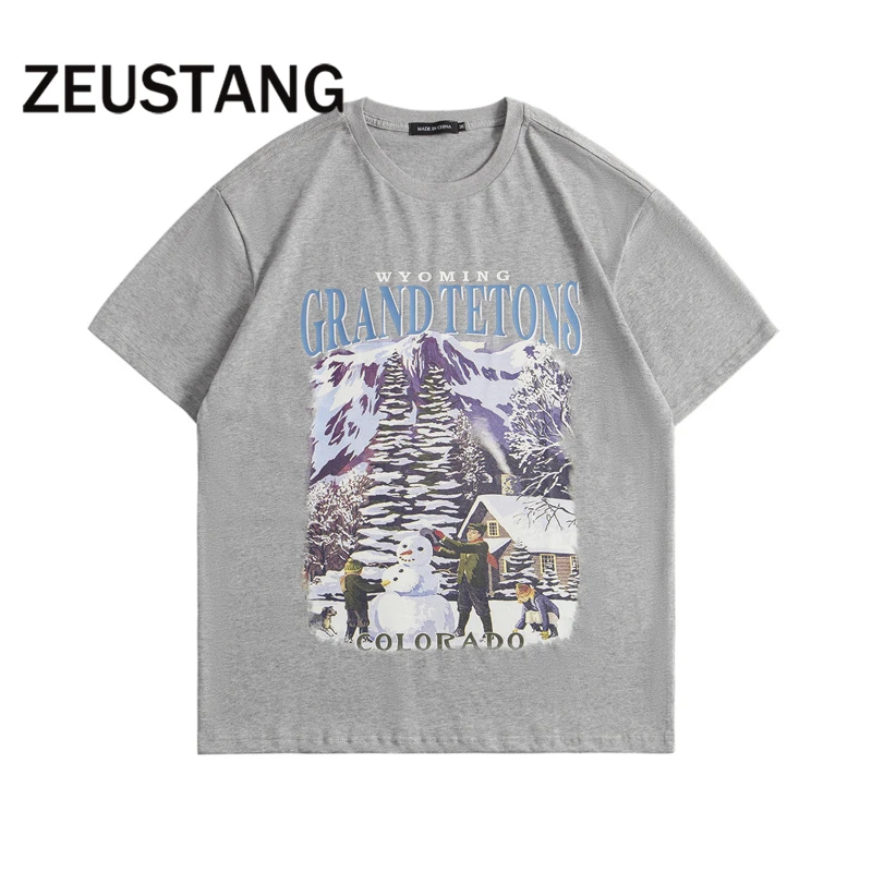 

Zeustang Mens Fashion T Shirts Streetwear Letter Print Short Sleeve Tshirts Harajuku Spring Summer Casual Cotton Tees Top