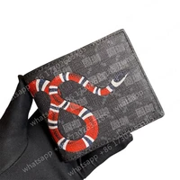 451268 genuine leather luxury designer women men short wallet card holder case purse small id credit card pocket bee snake