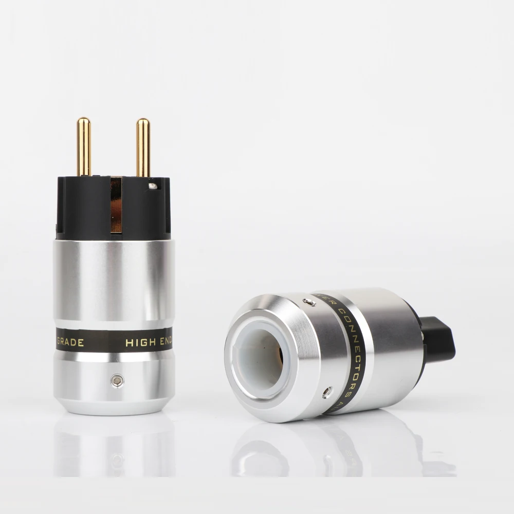 P080EG Preffair High End IEC Female Connector 24K Gold Plated EUR Schuko male Power Plug for DIY Cable |