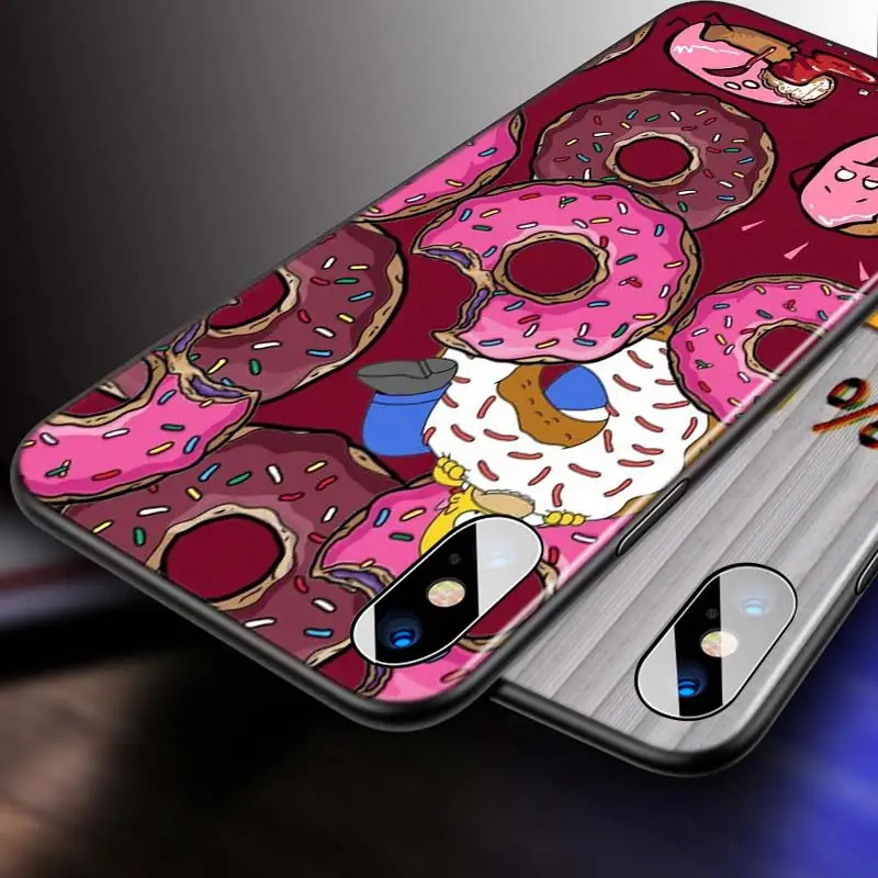 

For iPhone 12 11 Pro Max mini Bright Black Case Fashion Simpsons for iPhone Max XR X 8 7 6 Plus 5S SE Phone Case
